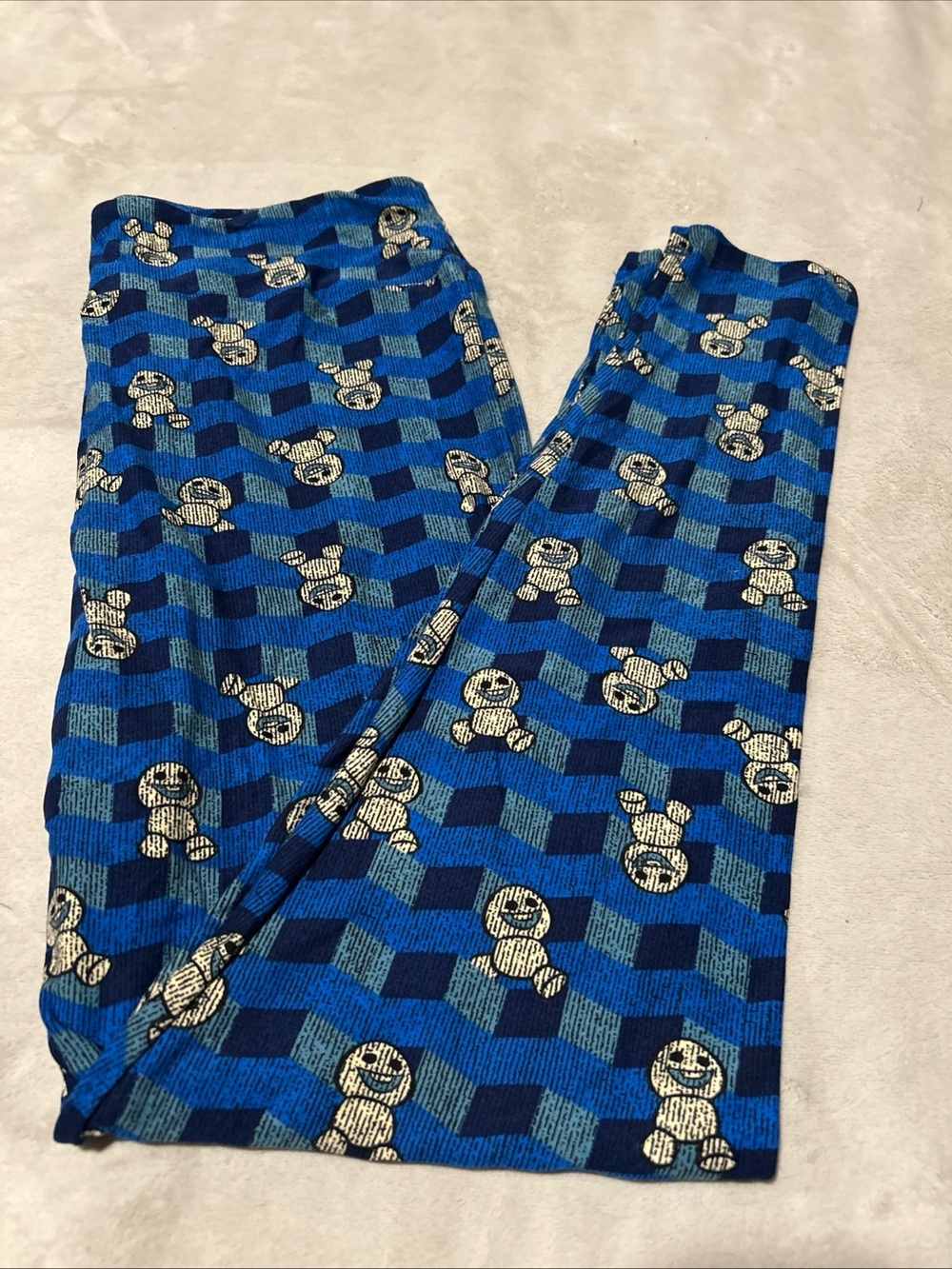 LuLaRoe NWOT Disney Frozen TC2 Leggings-Blue & White Marshmallow character!